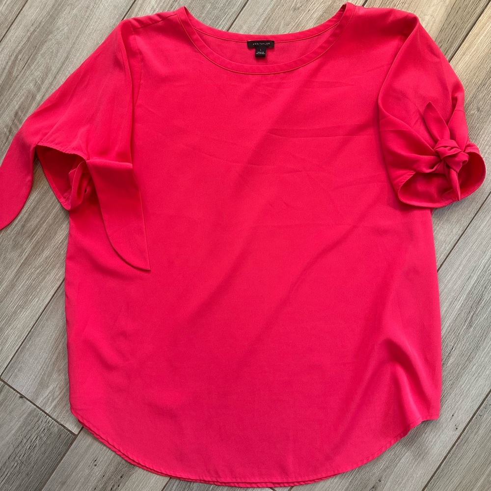 Ann Taylor Tie, Puff Sleeve Blouse